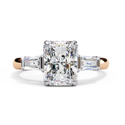 Radiant Cut Moissanite Engagement Ring with Baguette Side Stones